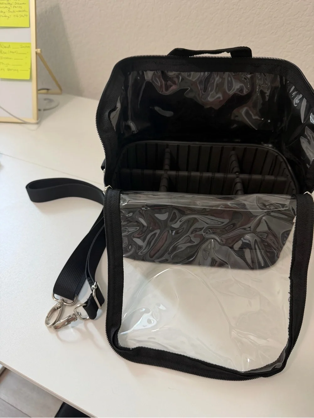 Clear-Top Black Makeup or paint brushes Organizer Bag